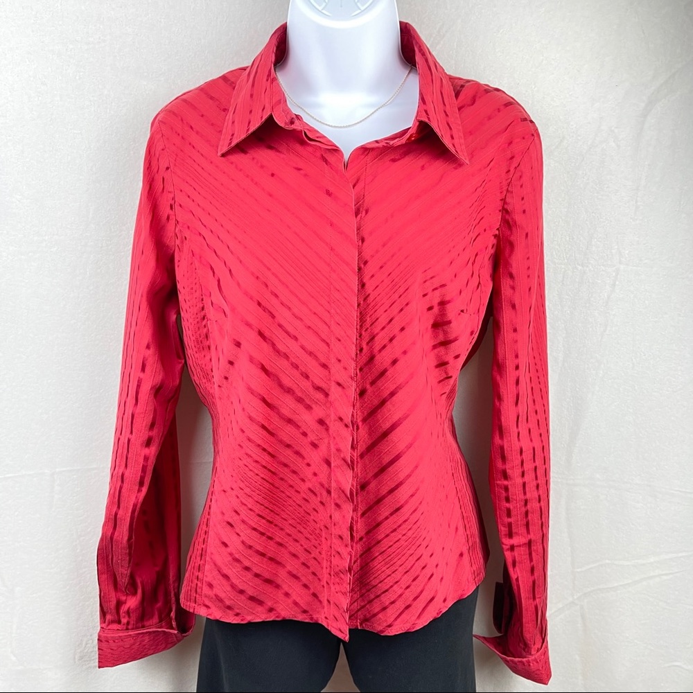 Worthington Stretch Red Button Down Blouse